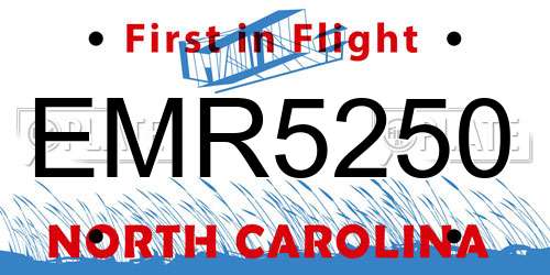 EMR5250 North Carolina License Plate