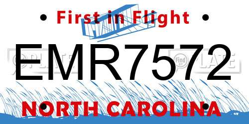 EMR7572 North Carolina License Plate