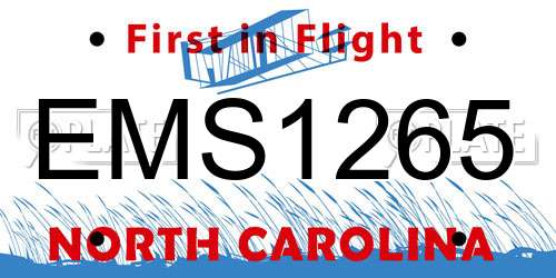 EMS1265 North Carolina License Plate