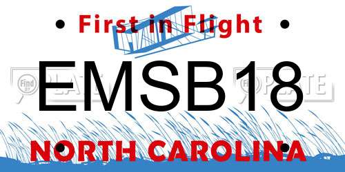 EMSB18 North Carolina License Plate