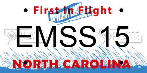 EMSS15 North Carolina License Plate