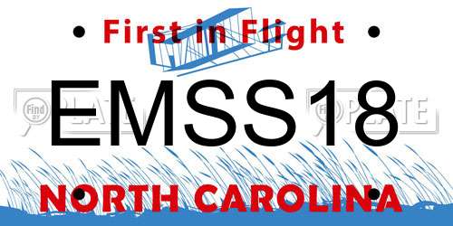 EMSS18 North Carolina License Plate