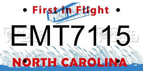 EMT7115 North Carolina License Plate