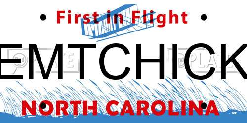 EMTCHICK North Carolina License Plate