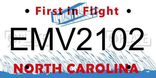 EMV2102 North Carolina License Plate