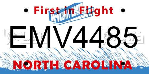 EMV4485 North Carolina License Plate