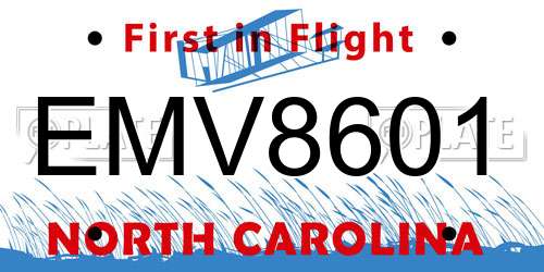EMV8601 North Carolina License Plate
