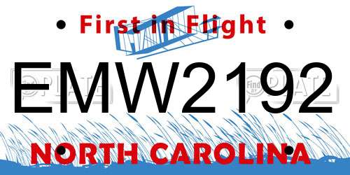 EMW2192 North Carolina License Plate
