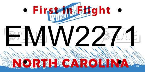 EMW2271 North Carolina License Plate