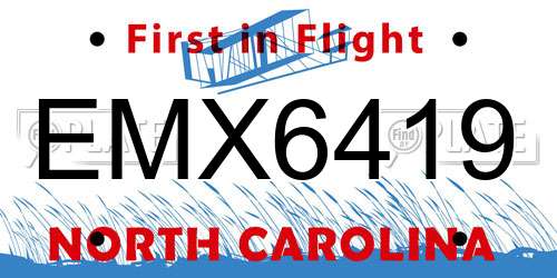 EMX6419 North Carolina License Plate