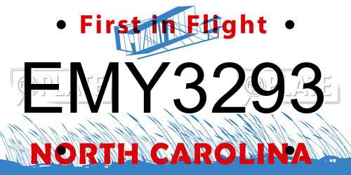 EMY3293 North Carolina License Plate