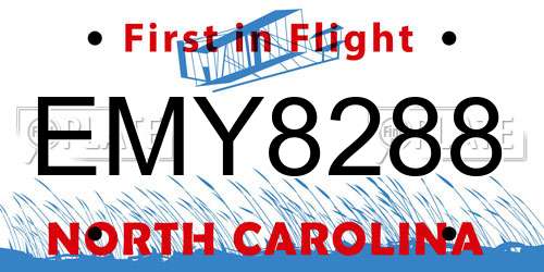 EMY8288 North Carolina License Plate