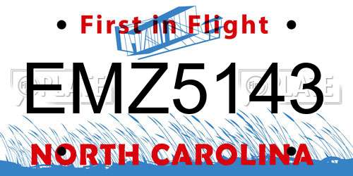 EMZ5143 North Carolina License Plate
