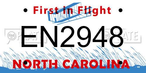 EN2948 North Carolina License Plate