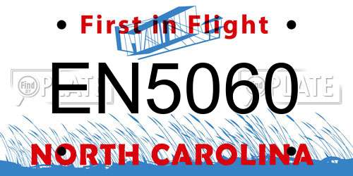 EN5060 North Carolina License Plate