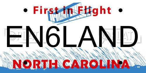 EN6LAND North Carolina License Plate