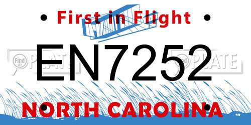 EN7252 North Carolina License Plate