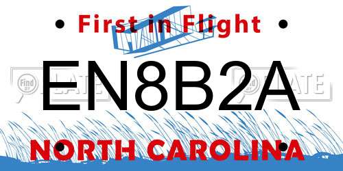 EN8B2A North Carolina License Plate