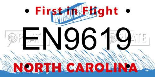EN9619 North Carolina License Plate