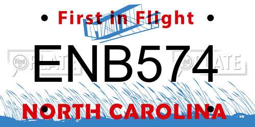ENB574 North Carolina License Plate