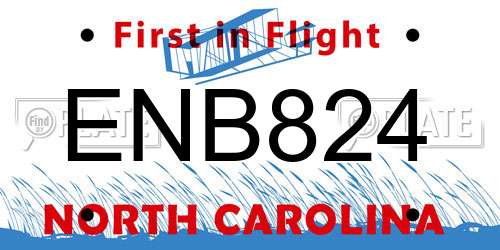 ENB824 North Carolina License Plate