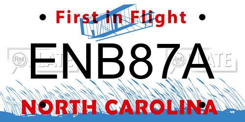 ENB87A North Carolina License Plate