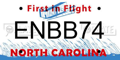 ENBB74 North Carolina License Plate