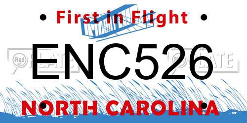 ENC526 North Carolina License Plate