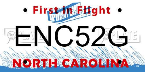 ENC52G North Carolina License Plate