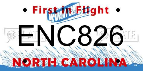ENC826 North Carolina License Plate
