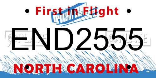 END2555 North Carolina License Plate