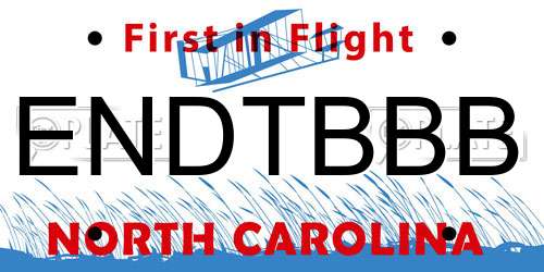 ENDTBBB North Carolina License Plate