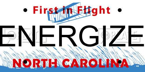 ENERGIZE North Carolina License Plate