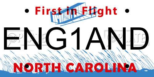 ENG1AND North Carolina License Plate