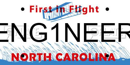 ENG1NEER North Carolina License Plate