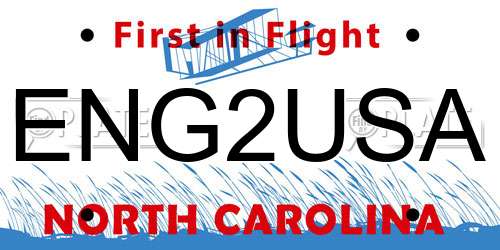 ENG2USA North Carolina License Plate