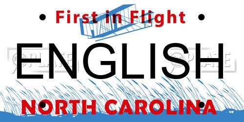 ENGLISH North Carolina License Plate