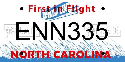 ENN335 North Carolina License Plate