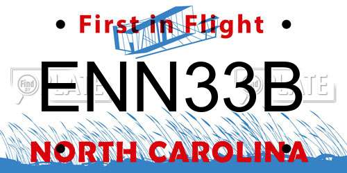 ENN33B North Carolina License Plate