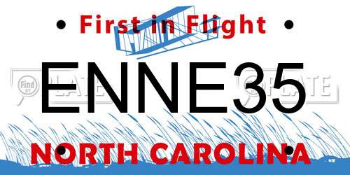 ENNE35 North Carolina License Plate