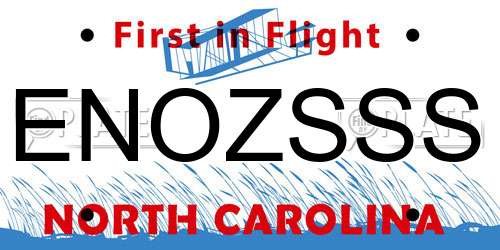 ENOZSSS North Carolina License Plate
