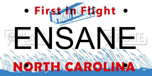 ENSANE North Carolina License Plate