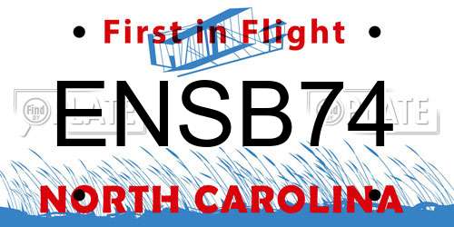 ENSB74 North Carolina License Plate