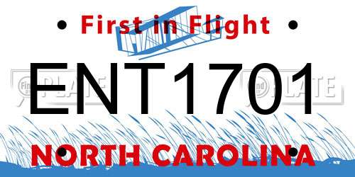 ENT1701 North Carolina License Plate