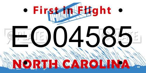 EO04585 North Carolina License Plate