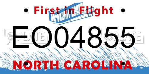 EO04855 North Carolina License Plate