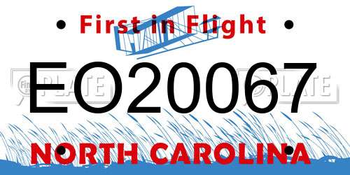 EO20067 North Carolina License Plate