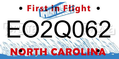 EO2Q062 North Carolina License Plate