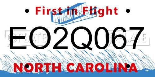EO2Q067 North Carolina License Plate