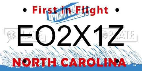 EO2X1Z North Carolina License Plate